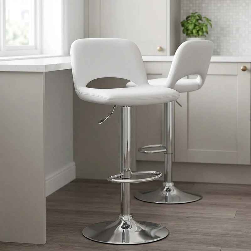 Tabouret de Bar Faux Cuir - Hugo Blanc