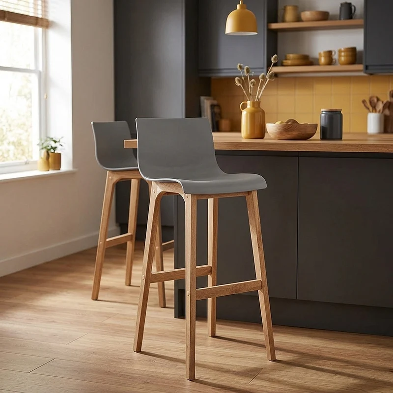 Tabouret de Bar Résine Bois - Drift ABS Gris Foncé
