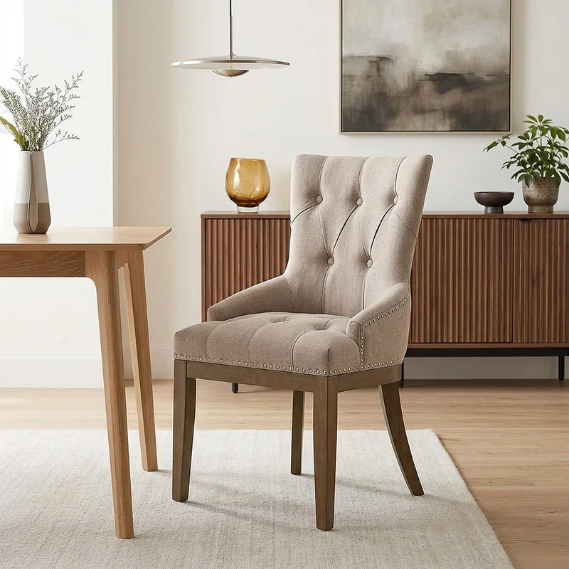 Chaise Chêne Tissu - Knightsbridge Taupe