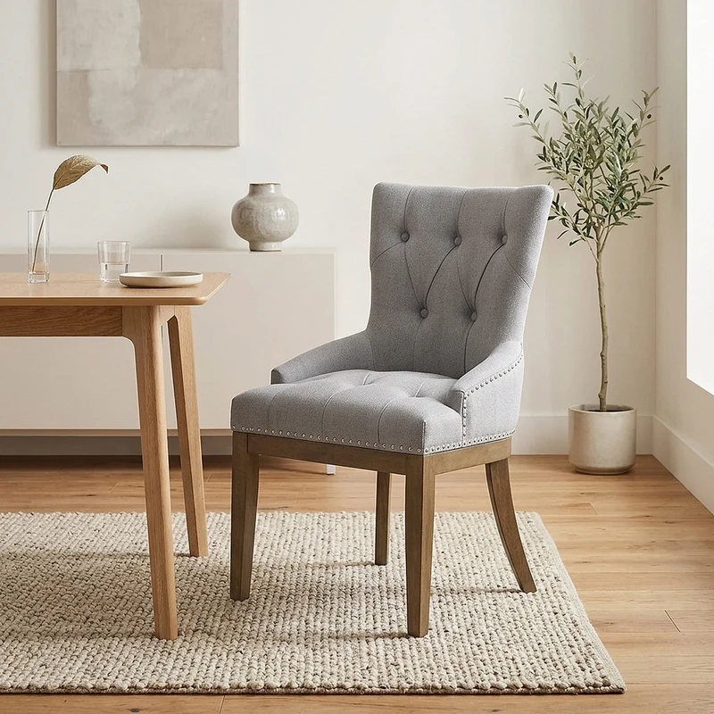 Chaise Chêne Tissu - Knightsbridge Gris