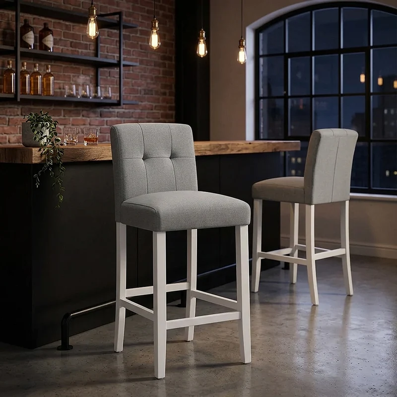 Chaise de Bar Bois Tissu - Crawford Gris