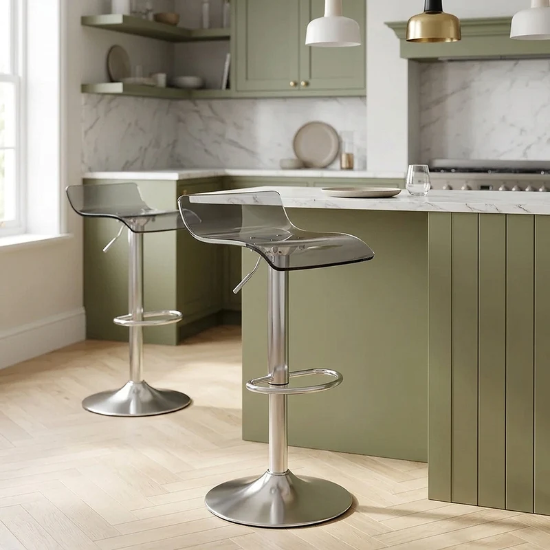Tabouret Plastique Chrome Brossé - Shimmer Gris