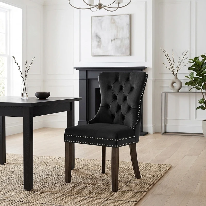 Chaise Bois Velours - Kensington Noir