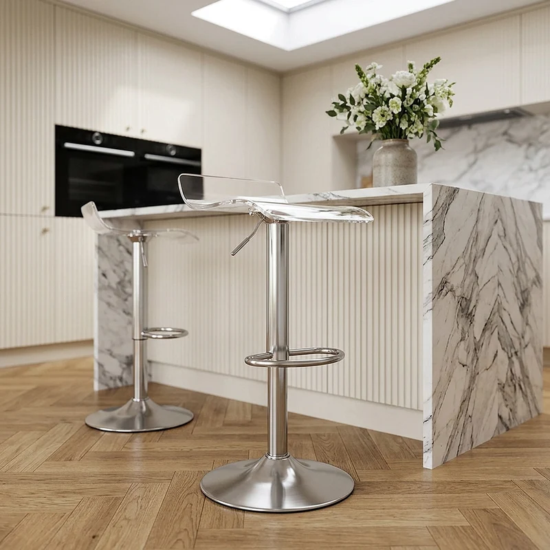 Tabouret Plastique Chrome Brossé - Shimmer Transparent