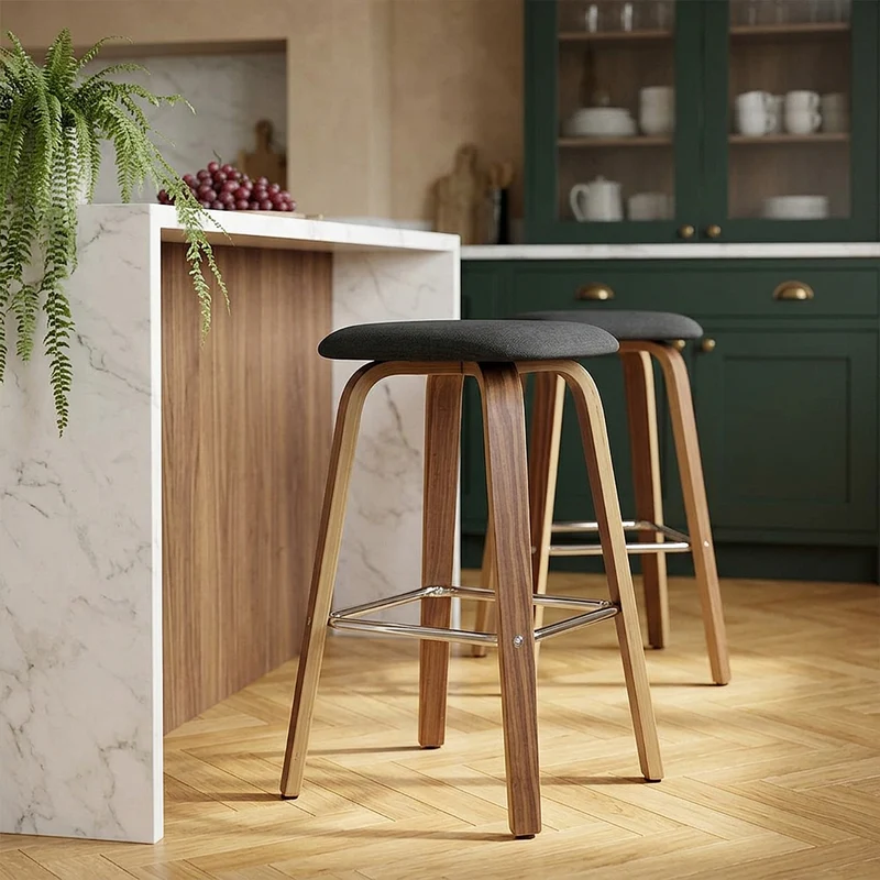 Tabouret de bar Bois Tissu - Stockholm Noir