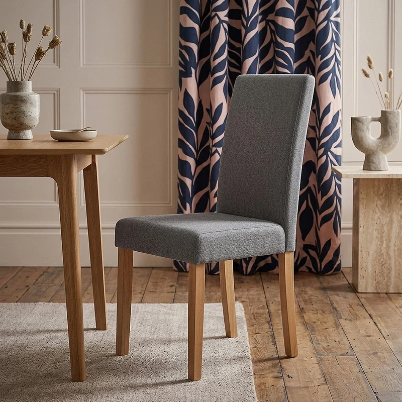 Chaise Bois Tissu - Columbus Chêne Gris