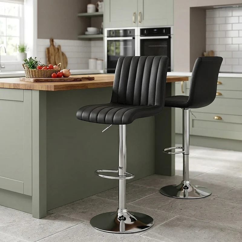 Tabouret de Bar Cuir Véritable - Debut Noir