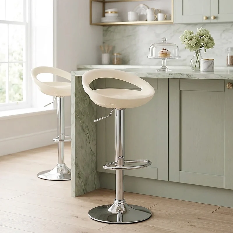 Chaise de Bar ABS Chrome - Crescent Crème