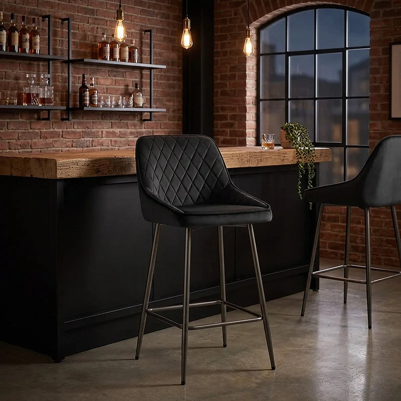 Tabouret de Bar Velours - Brisbane Noir