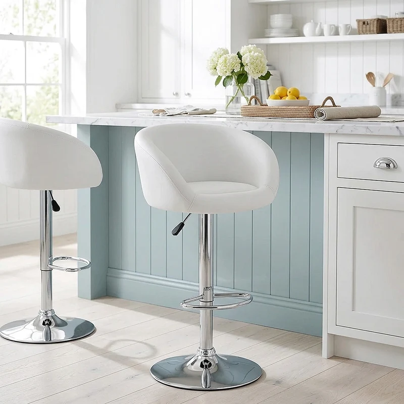 Chaise de Bar Faux Cuir Chrome - Eclipse Blanc