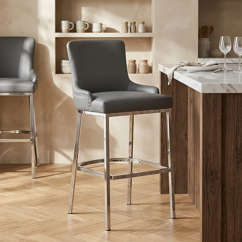 Chaise de Bar Faux Cuir - Bliss Gris