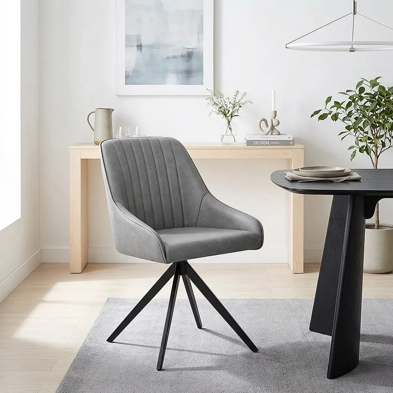 Chaise Faux Cuir - Amelia Gris
