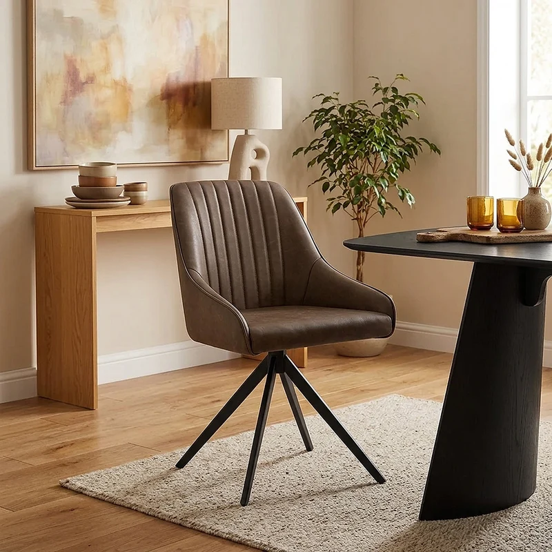 Chaise Faux Cuir - Amelia Marron