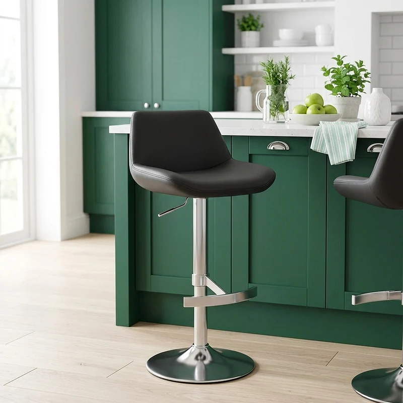 Chaise de Bar Simili Cuir Chrome Brossé - Christiana Noir