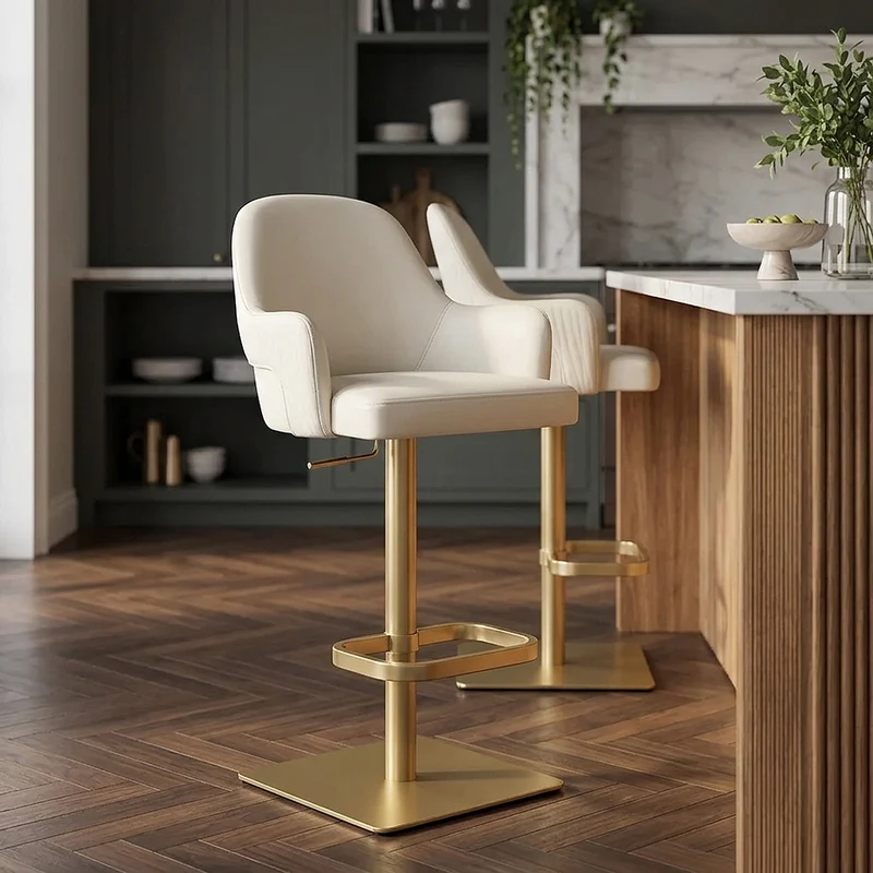 Tabouret de bar doré - Toni Crème