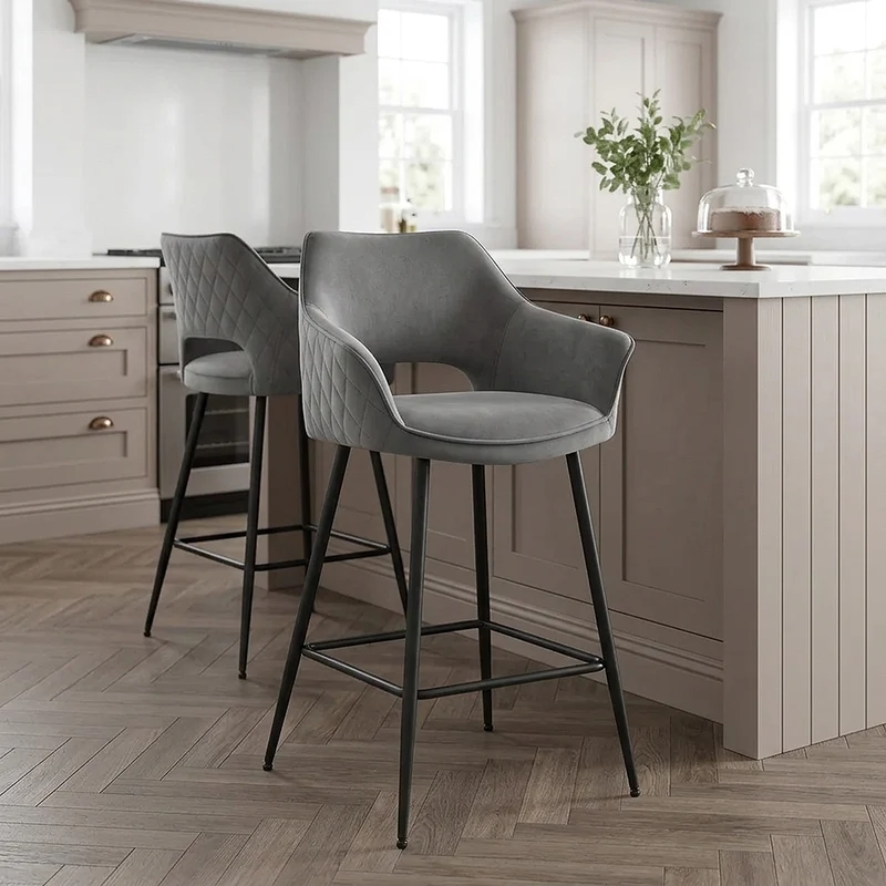 Chaise de bar Velours - Viola Gris