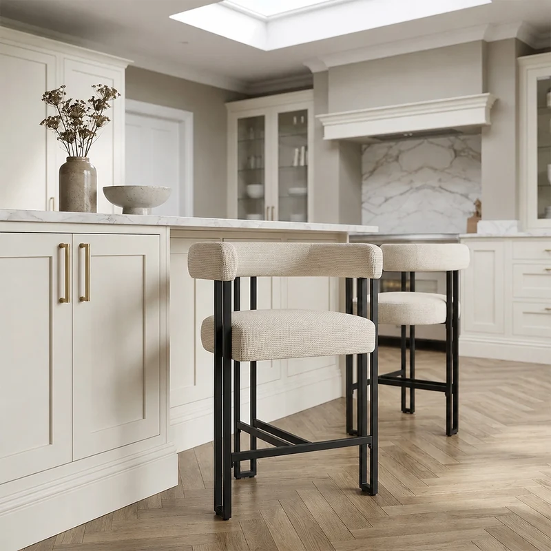 Tabouret de Bar Tissu - Gigi Crème