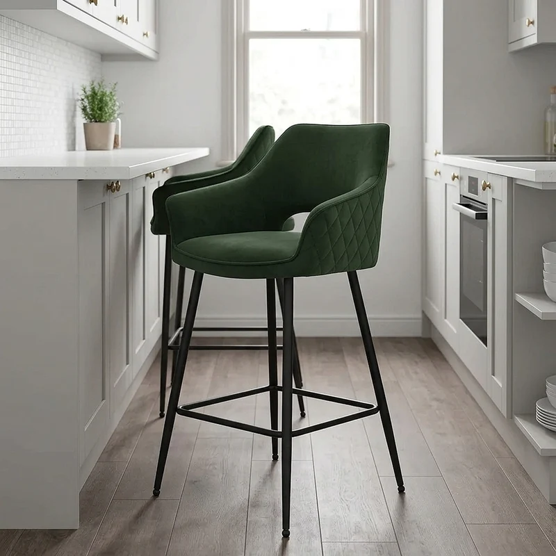 Chaise de bar Velours - Viola Vert