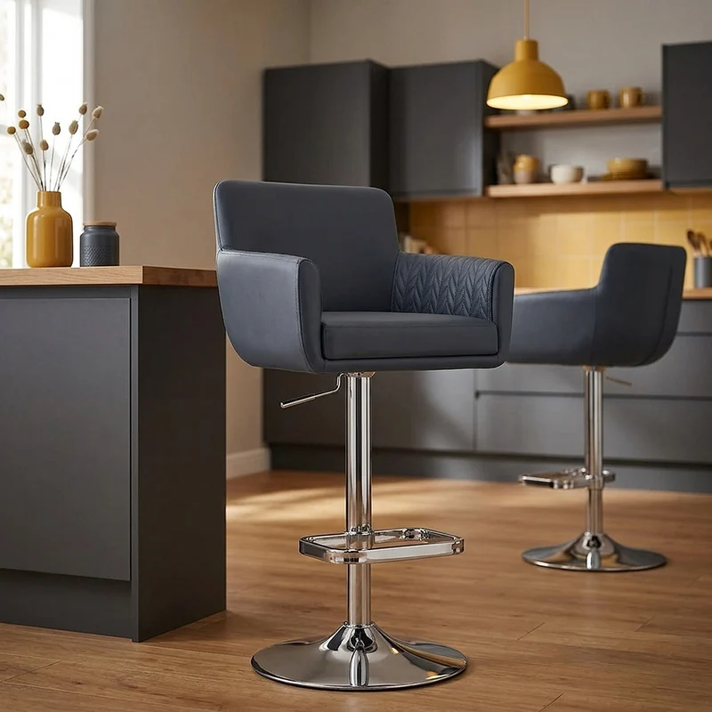 Tabouret Faux Cuir - Felipe Bleu