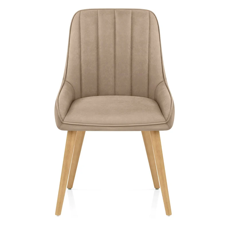Chaise Bois Faux Cuir - Rosa Taupe