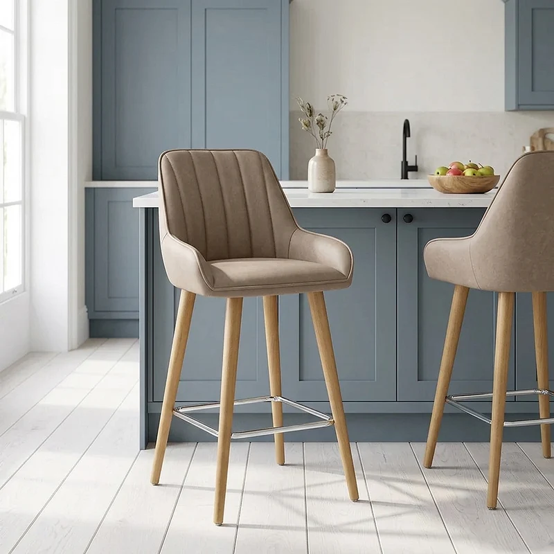 Tabouret de Bar Bois - Rosa Taupe