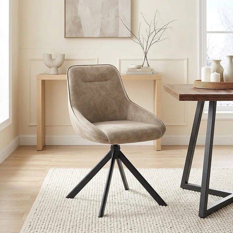 Chaise Faux Daim - Dante Taupe