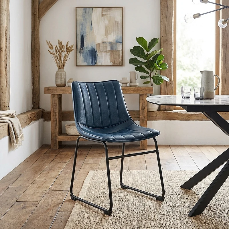 Chaise Faux Cuir - Tucker Bleu