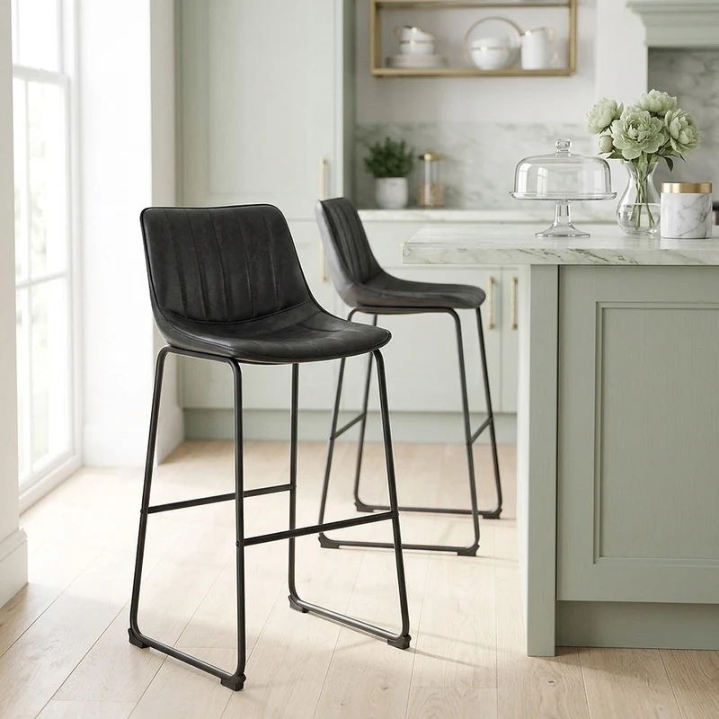 Chaise de Bar Faux Cuir - Tucker Noir