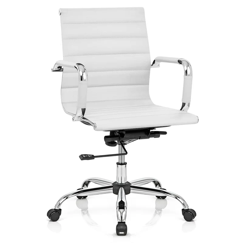 Chaise de Bureau Faux Cuir - Tek Blanc