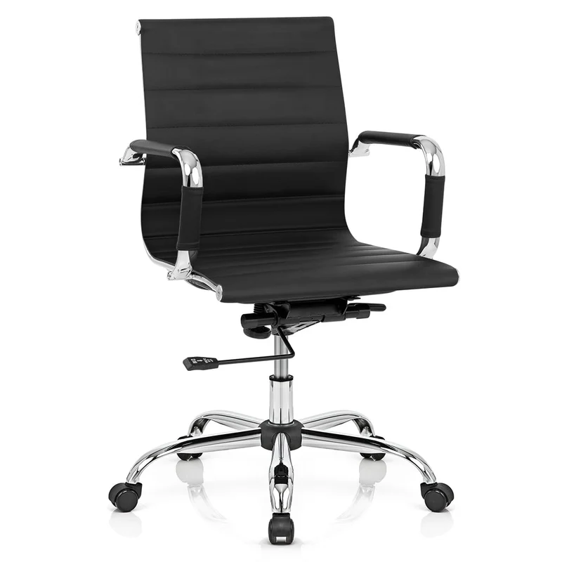 Chaise de Bureau Faux Cuir - Tek Noir