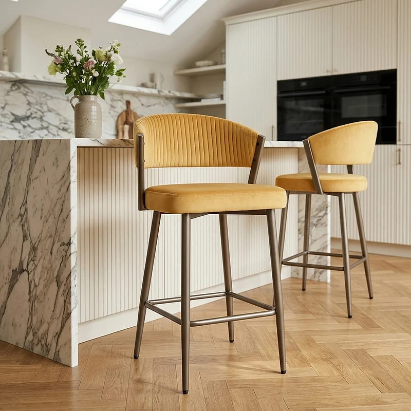 Tabouret velours - Lusso Jaune