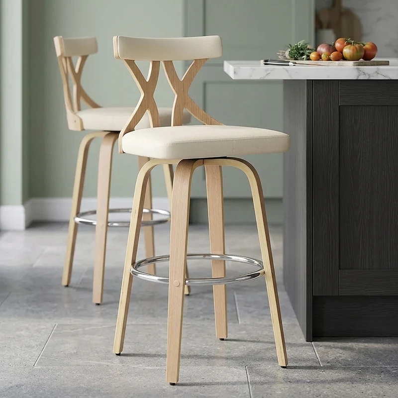 Tabouret de Bar Faux Cuir - Nash Crème