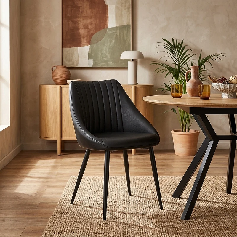 Chaise Cuir Véritable - Strata Noir