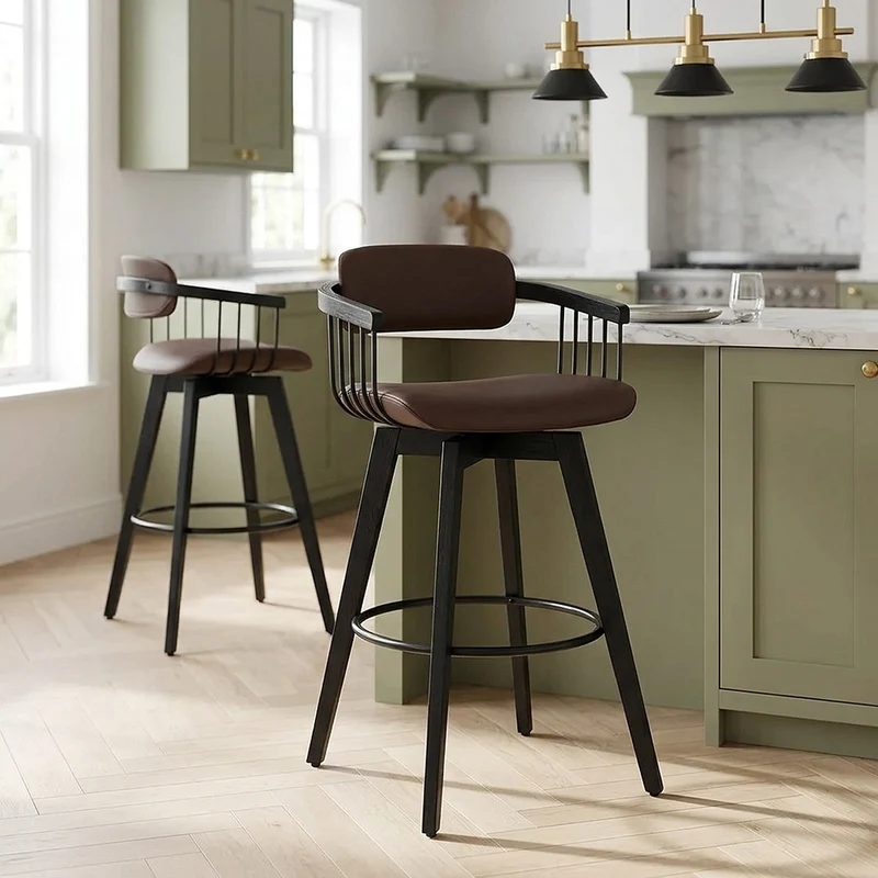 Tabouret Cuir Véritable - Electra Marron