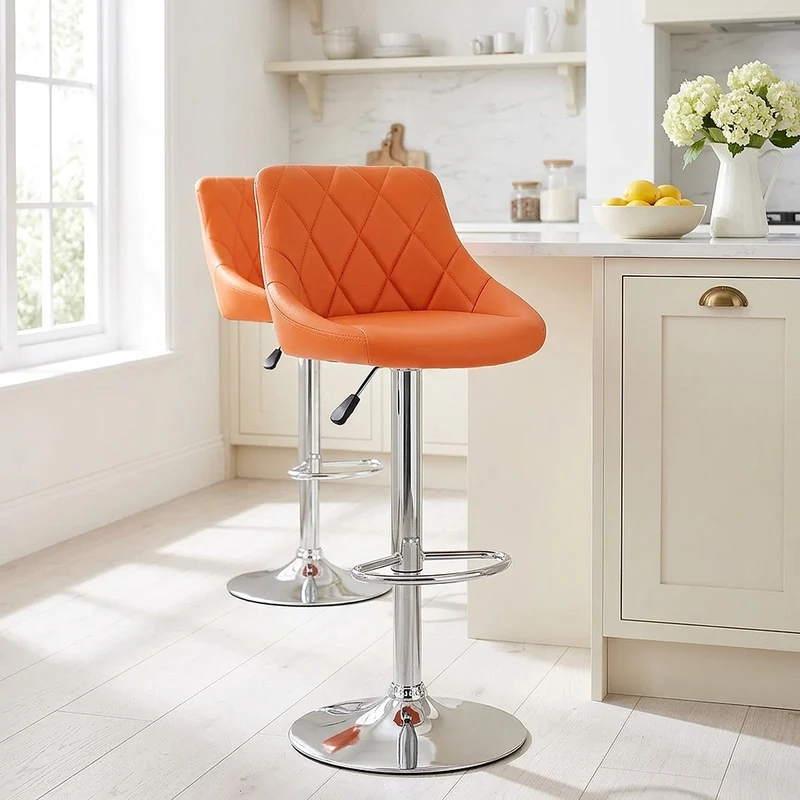 Chaise de Bar Faux Cuir - Stitch Orange