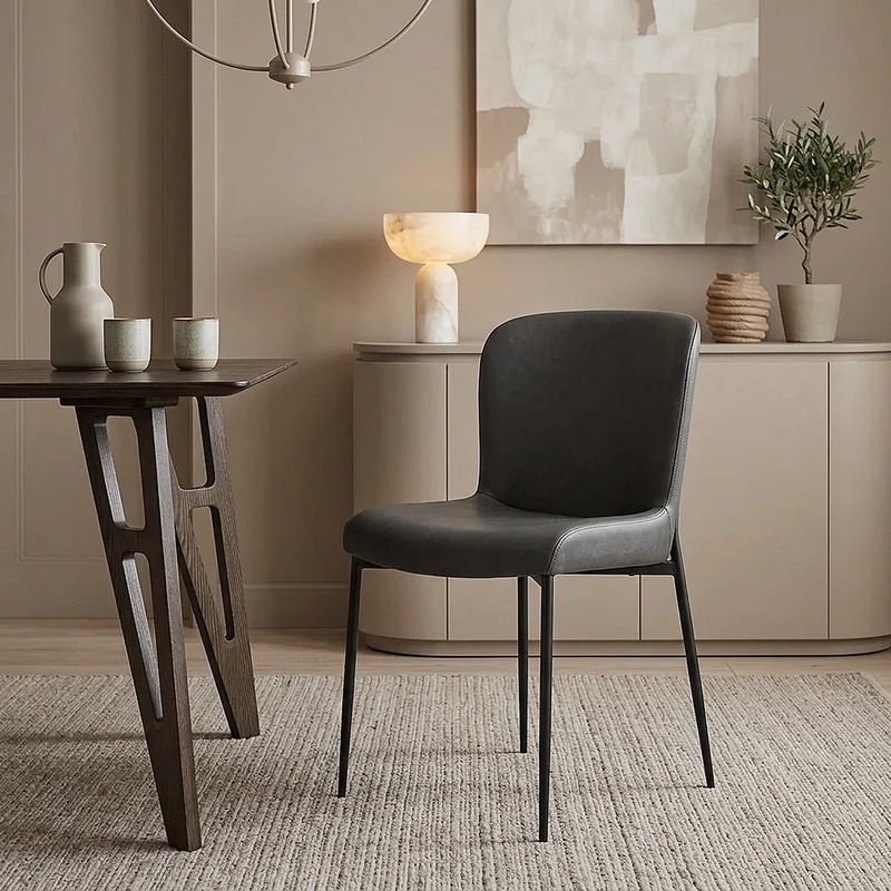 Chaise Faux Cuir - Jess Gris Foncé