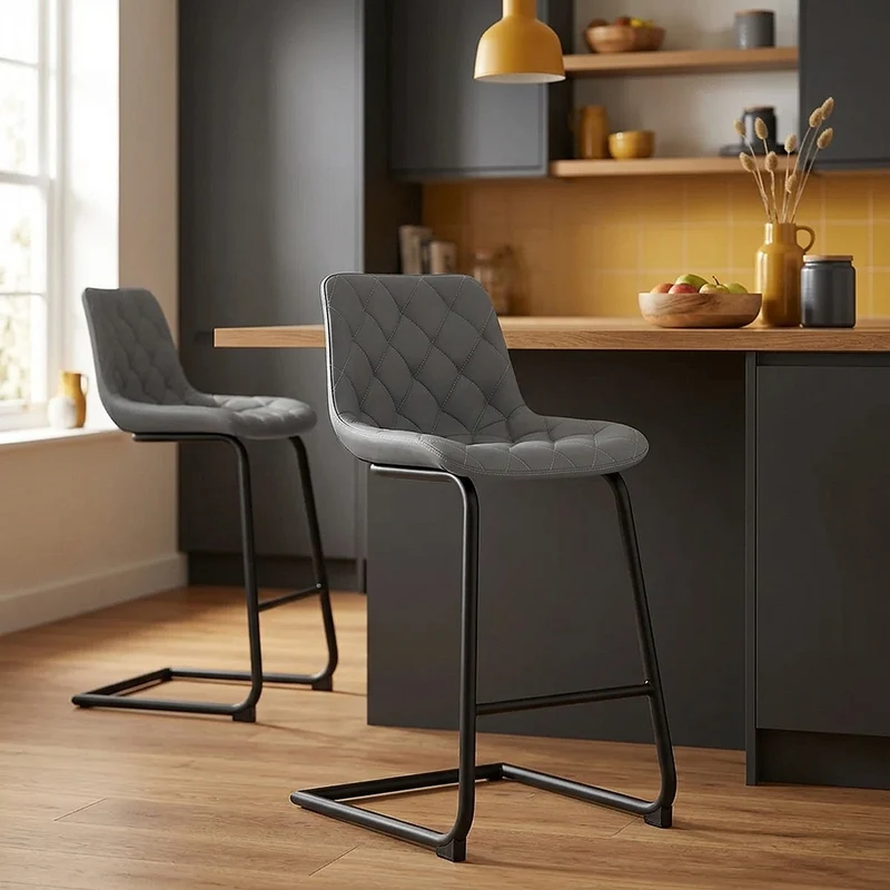 Tabouret de Bar Faux Cuir - Soho Gris