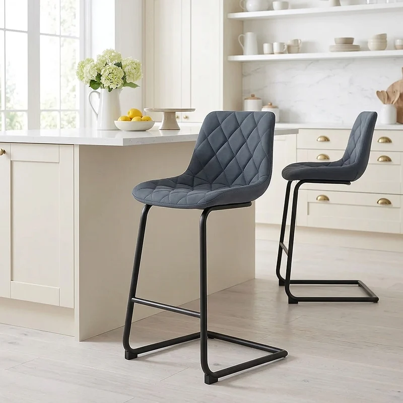Tabouret de Bar Faux Cuir - Soho Bleu