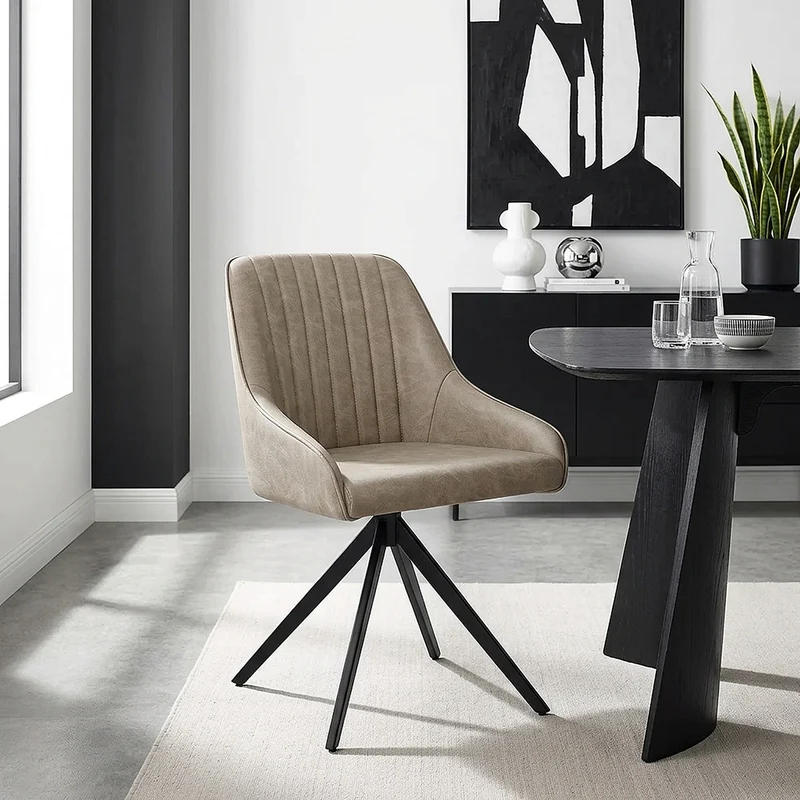 Chaise Faux Cuir - Amelia Taupe