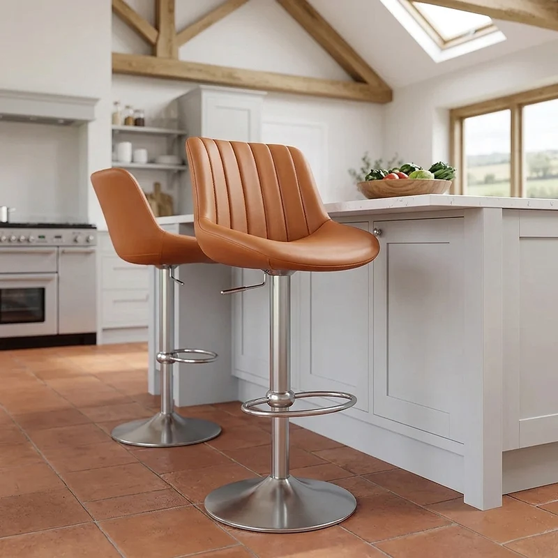 Tabouret Cuir Véritable - Versailles Marron