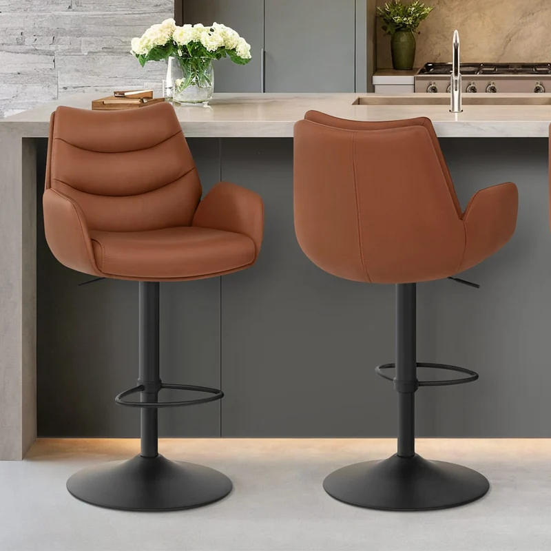 Tabouret Cuir Véritable - Madrid Marron