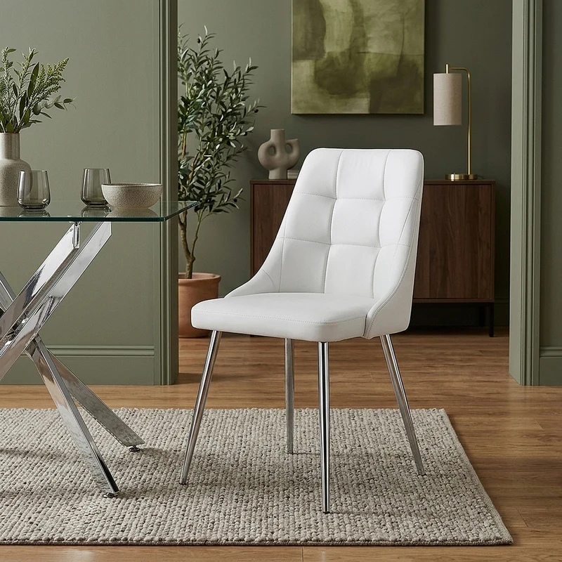 Chaise Faux Cuir - Shanghai Blanc