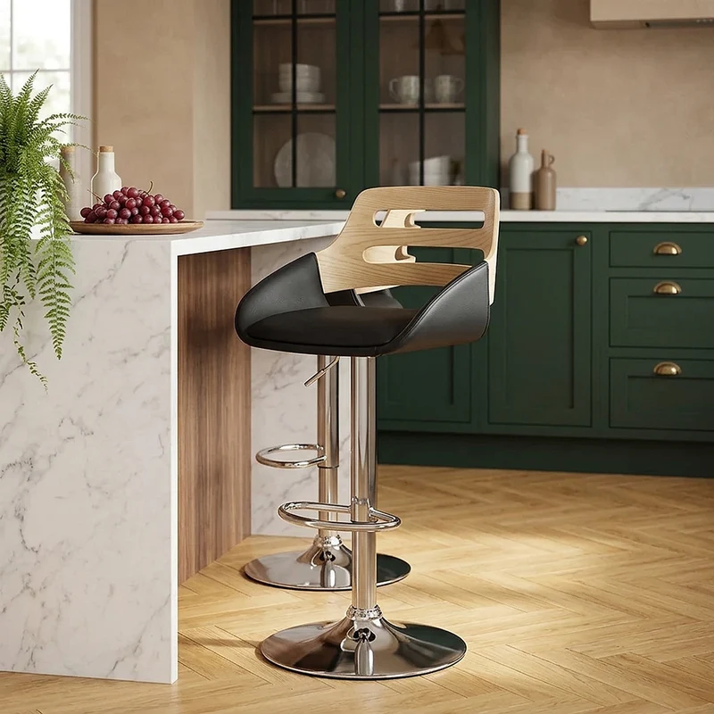 Tabouret de bar Faux Cuir - Trio Noir