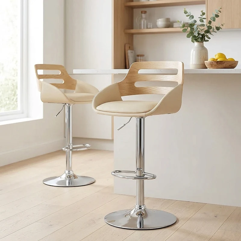 Tabouret de bar Faux Cuir - Trio Crème