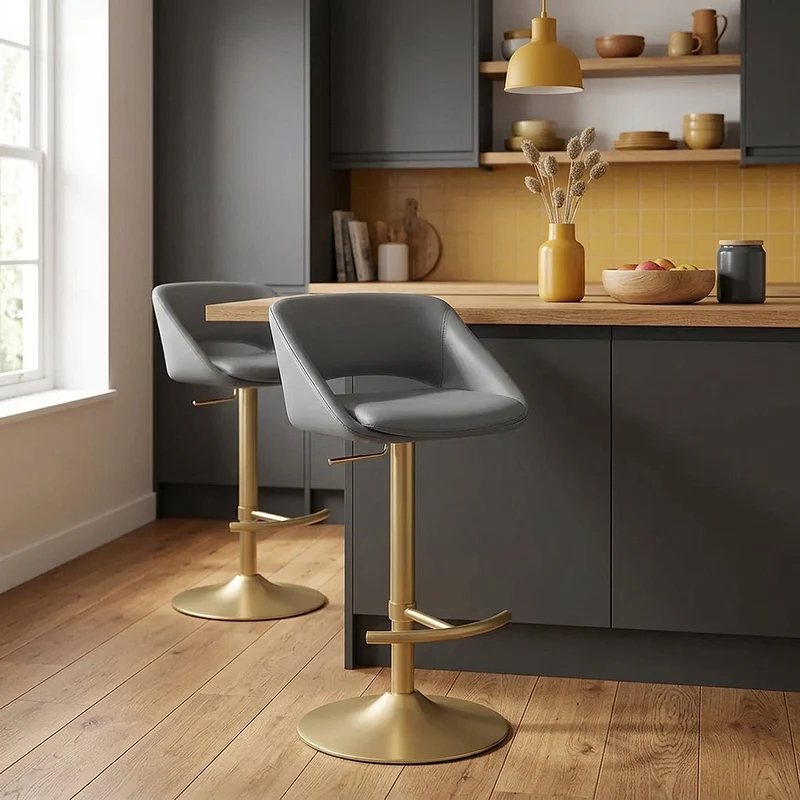 Tabouret de Bar Metal Doré - Tulsa Gris