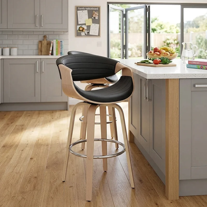Tabouret de Bar Faux Cuir - Jefferson Noir