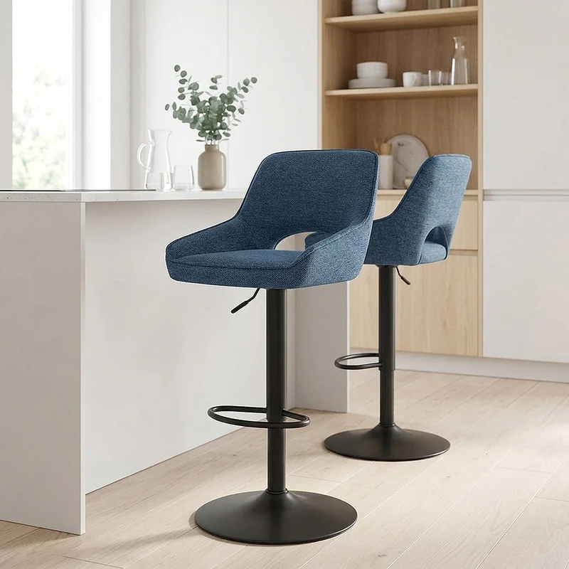 Tabouret de Bar Tissu - Paris Bleu