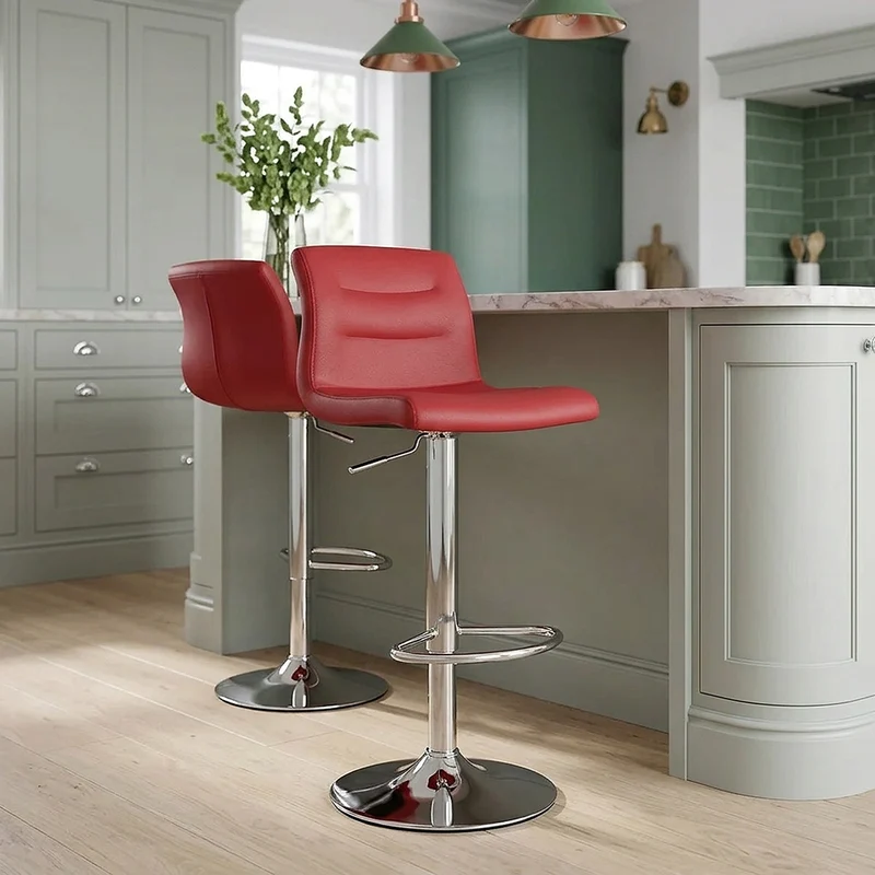 Chaise de Bar Faux Cuir Chrome - Paradis Rouge
