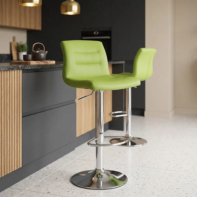 Chaise de Bar Faux Cuir Chrome - Paradis Vert