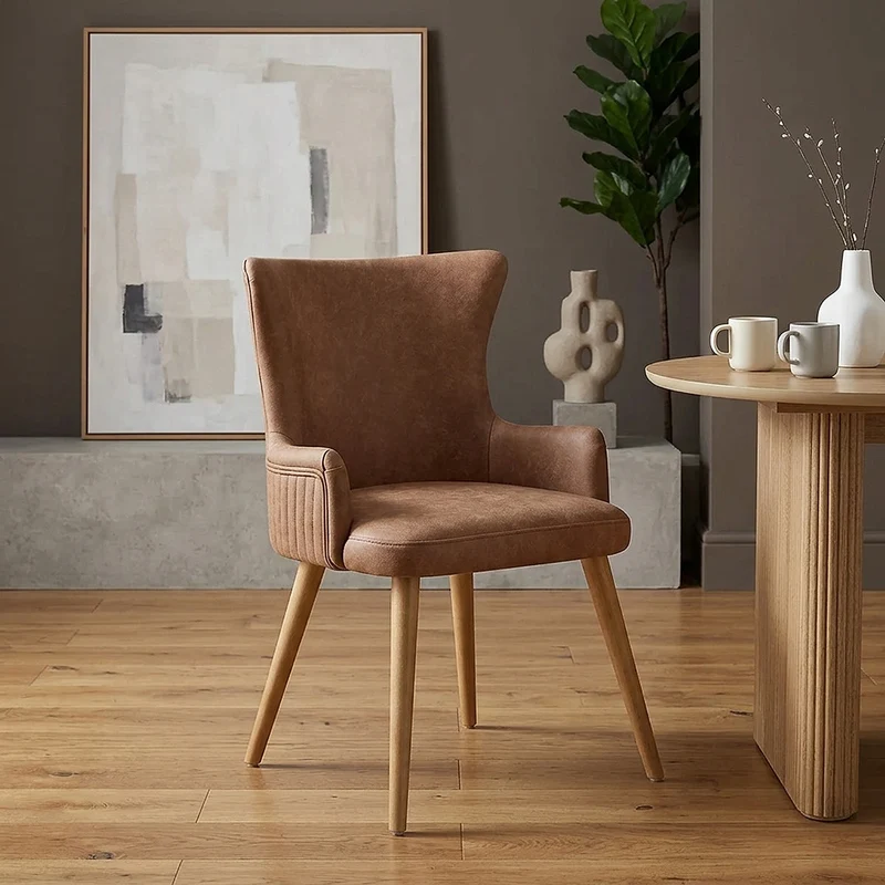 Chaise Faux Cuir Bois - Diablo Marron